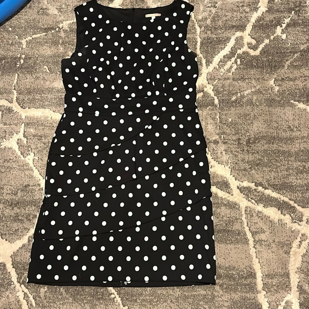 Black and Blue Polka Dot Business dress - 16 - Sleeveless